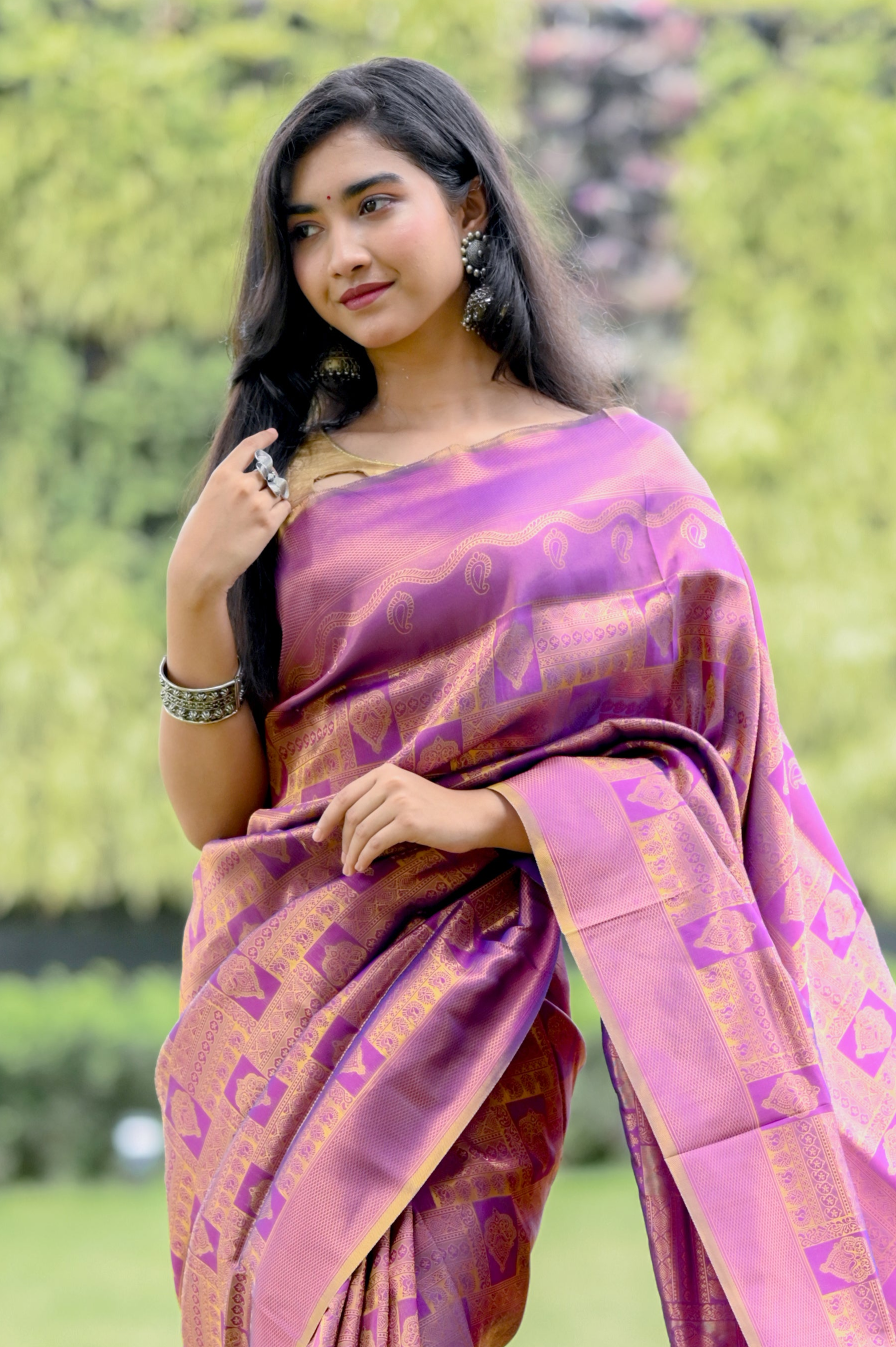 Sumptuous Purple Zari Woven Kanjivaram Silk Saree