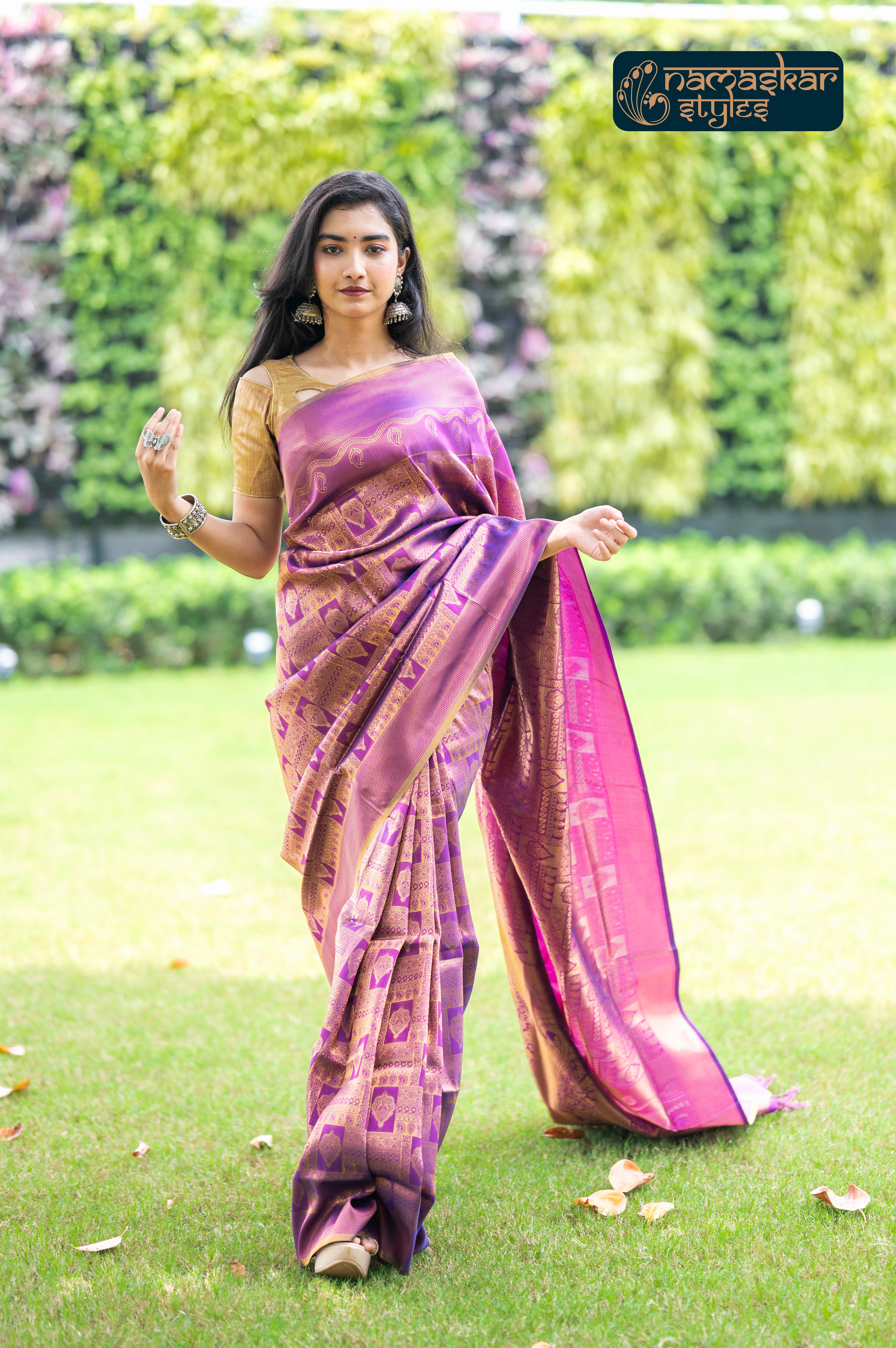 Sumptuous Purple Zari Woven Kanjivaram Silk Saree