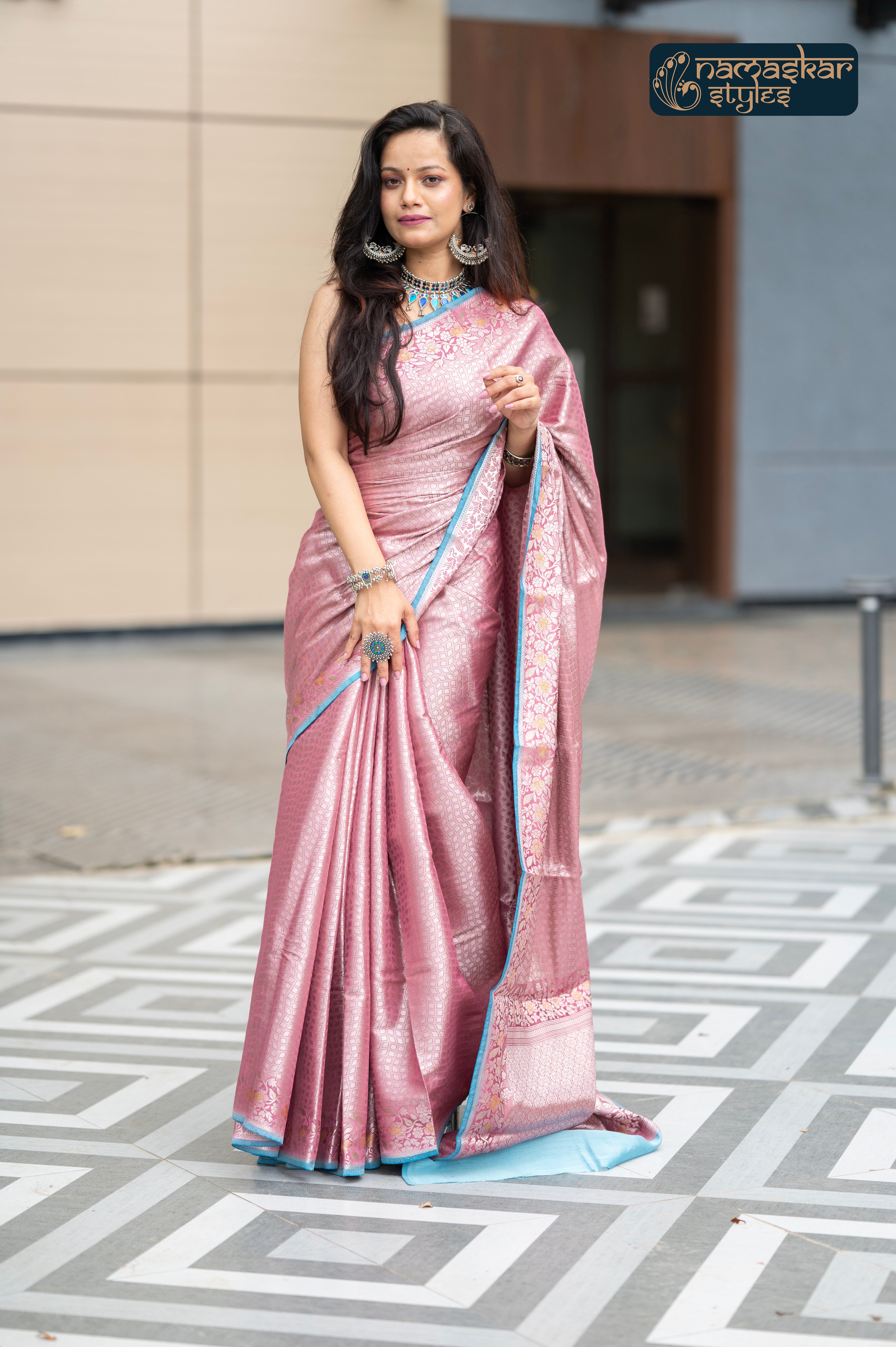 Radiant Pink Zari Woven Pure Banarasi Silk Saree with Silk Mark Certification