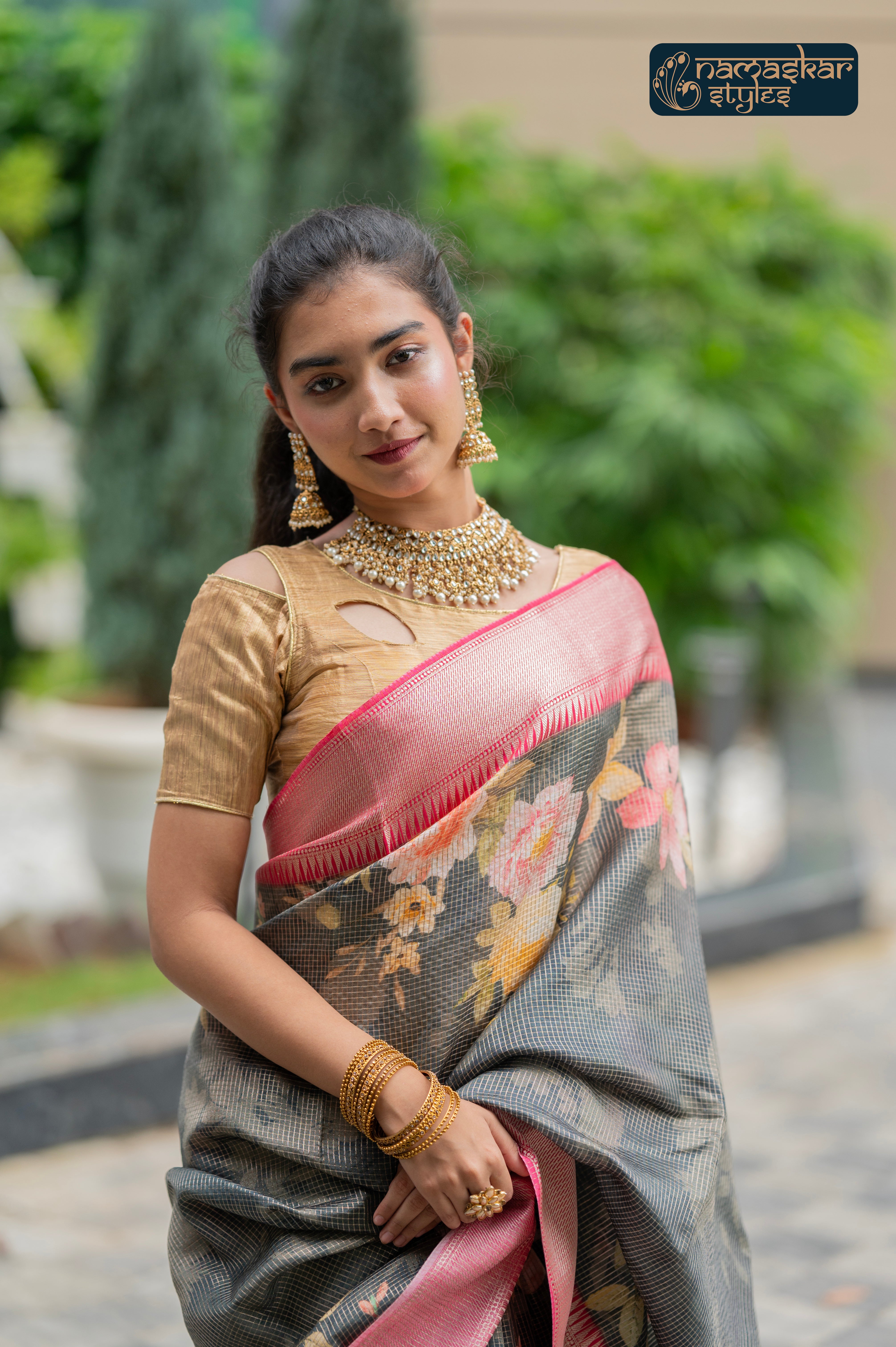 Rustic Reddish-Grey Zari Woven Pure Banarasi Silk Saree with Silk Mark Certification