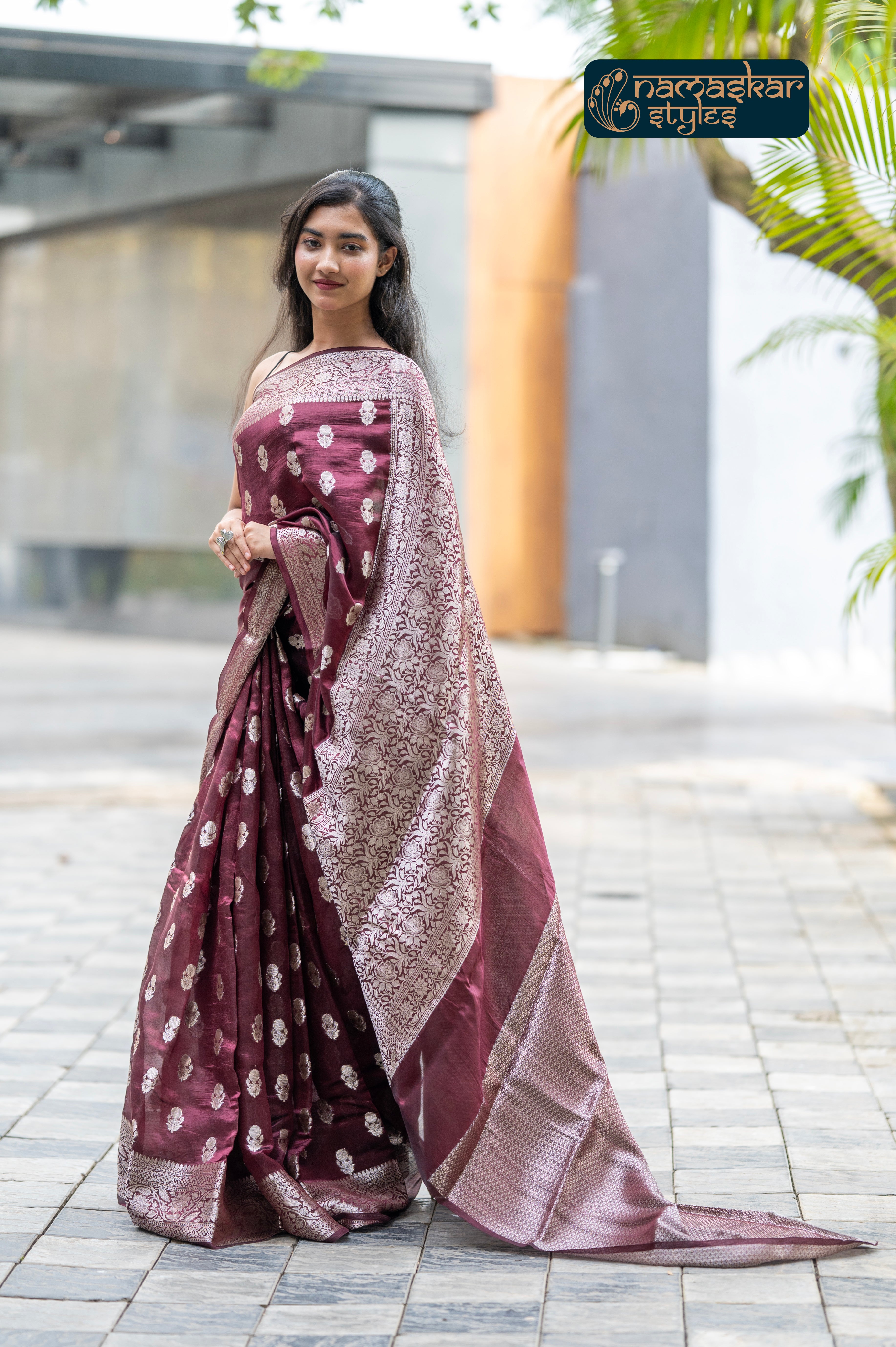 Rich Maroon Zari Woven Pure Banarasi Silk Saree with Silk Mark Certification