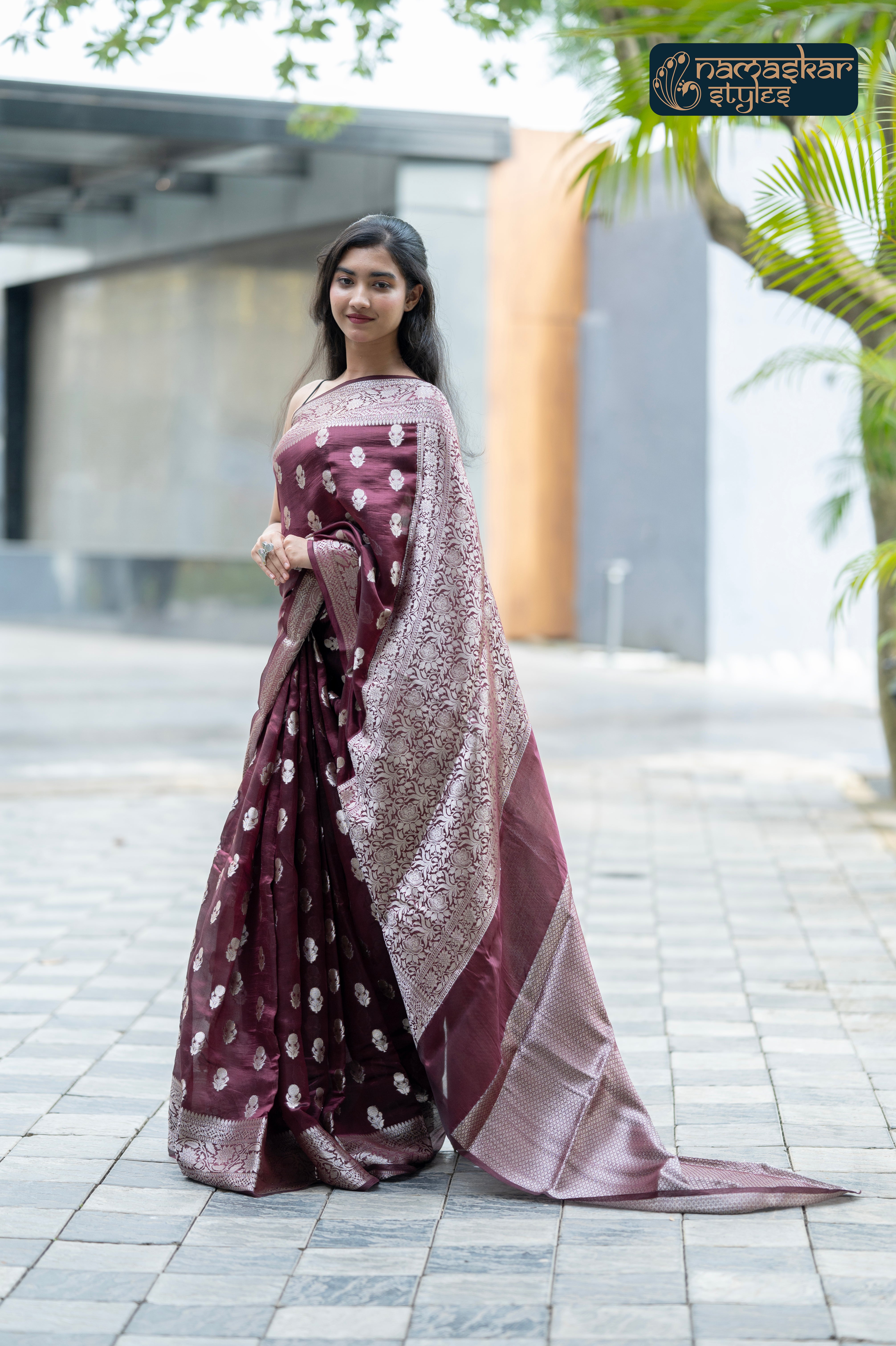 Rich Maroon Zari Woven Pure Banarasi Silk Saree with Silk Mark Certification