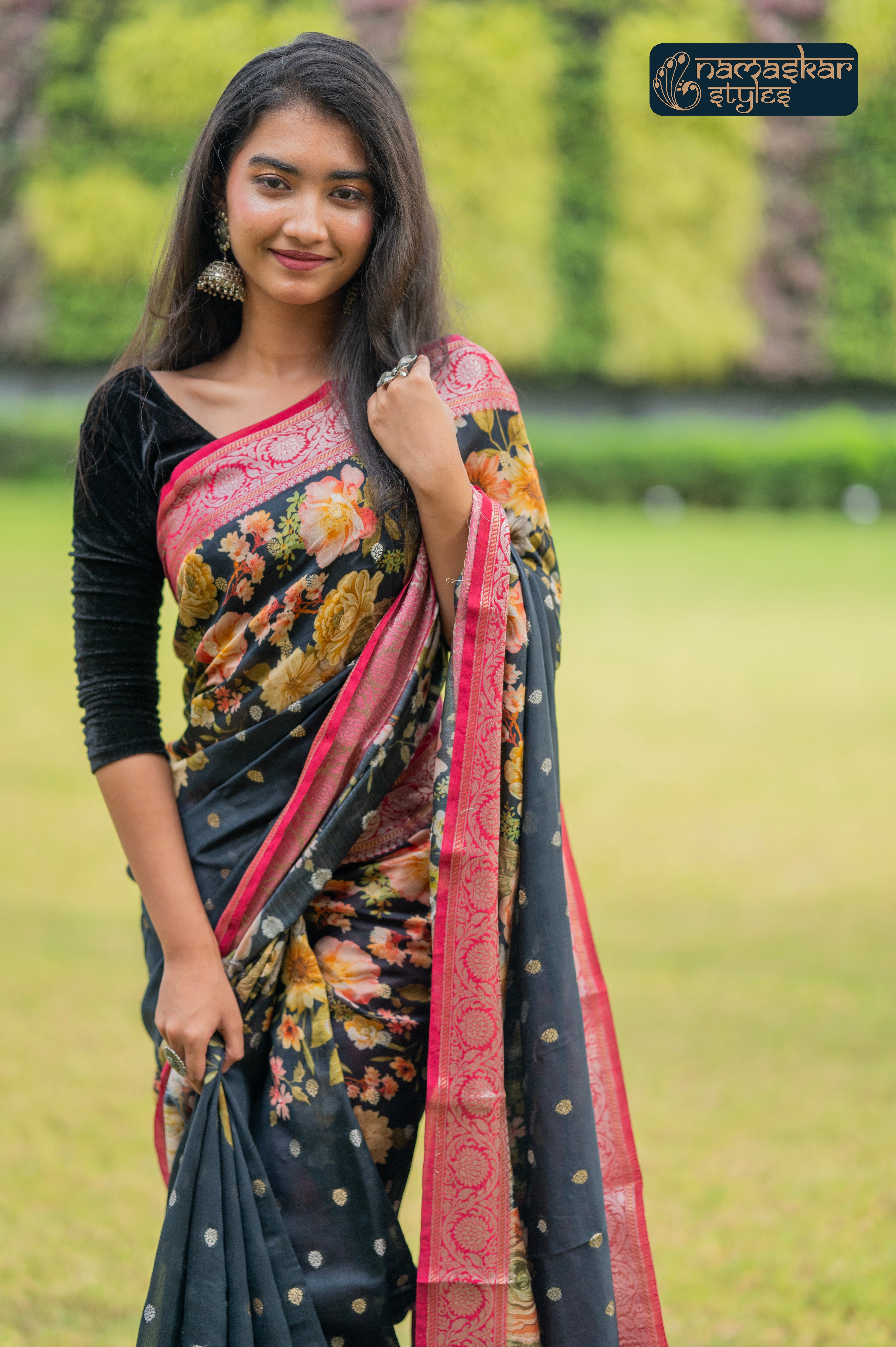 Majestic Dark Blue Zari Woven Pure Banarasi Silk Saree with Silk Mark Certification