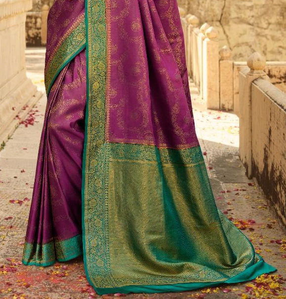 Royal Purple Coloured Banarasi Katan Silk Saree