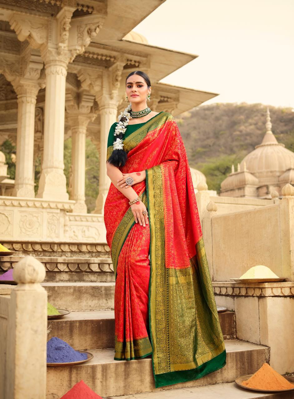 Royal Red Banarasi Katan Silk Saree