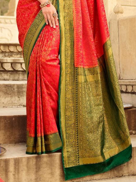 Royal Red Banarasi Katan Silk Saree