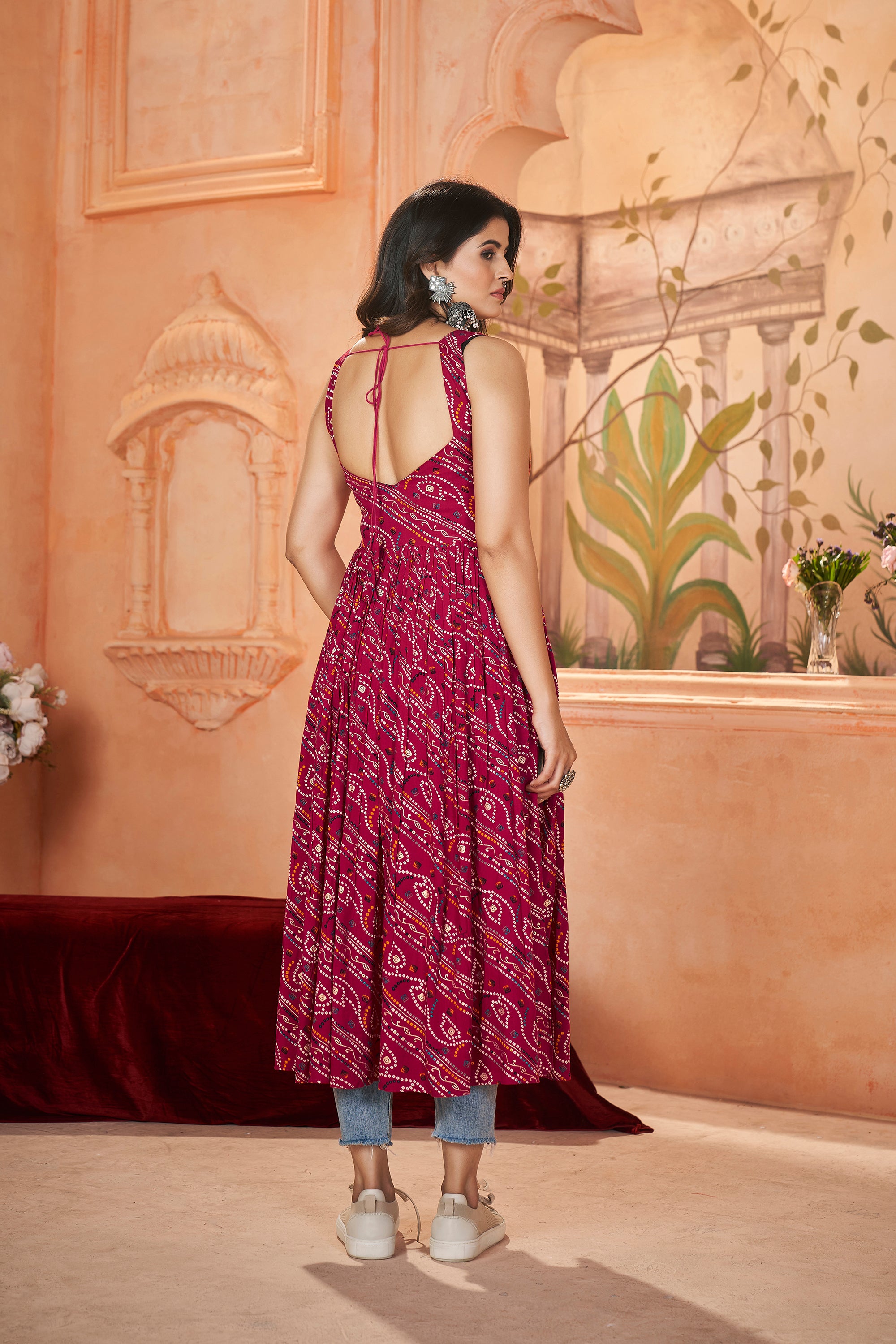 Pink Colour Rayon With Print Embroidery