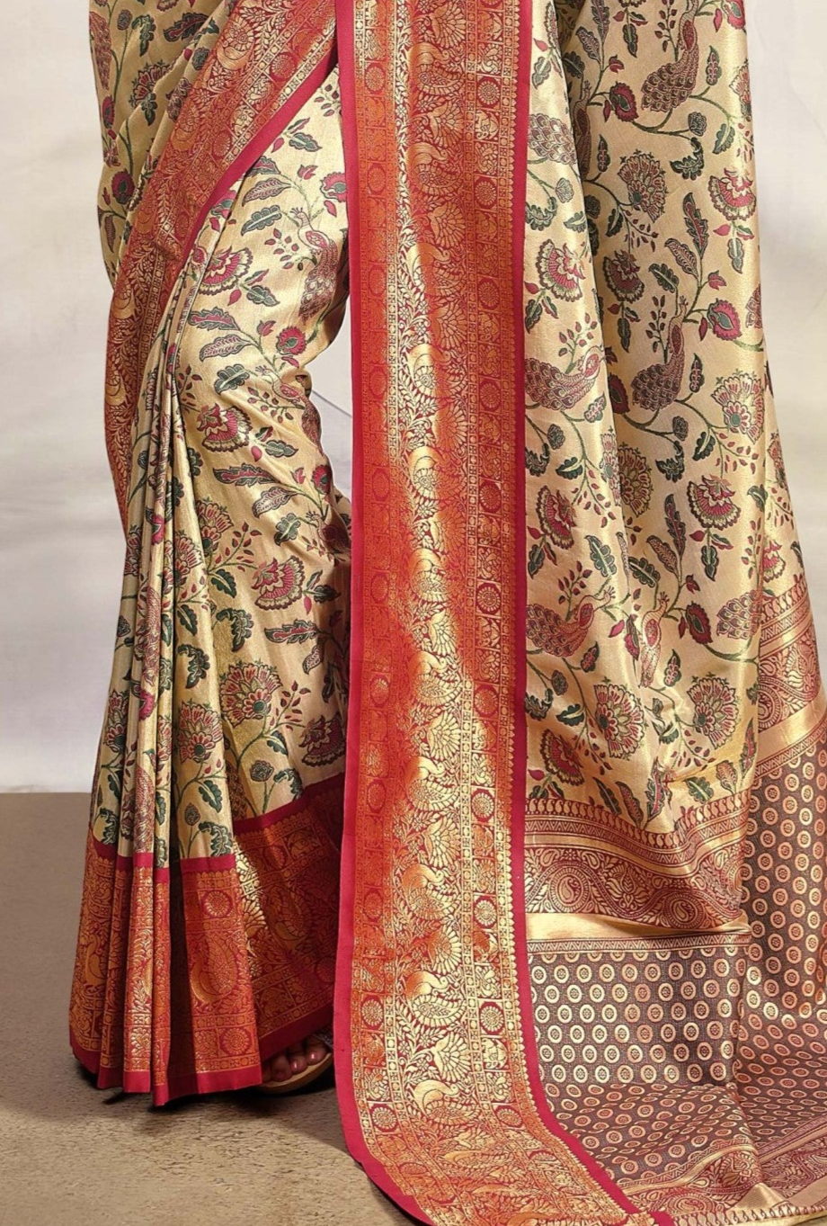 Safari Beige Woven Banarasi Silk Saree