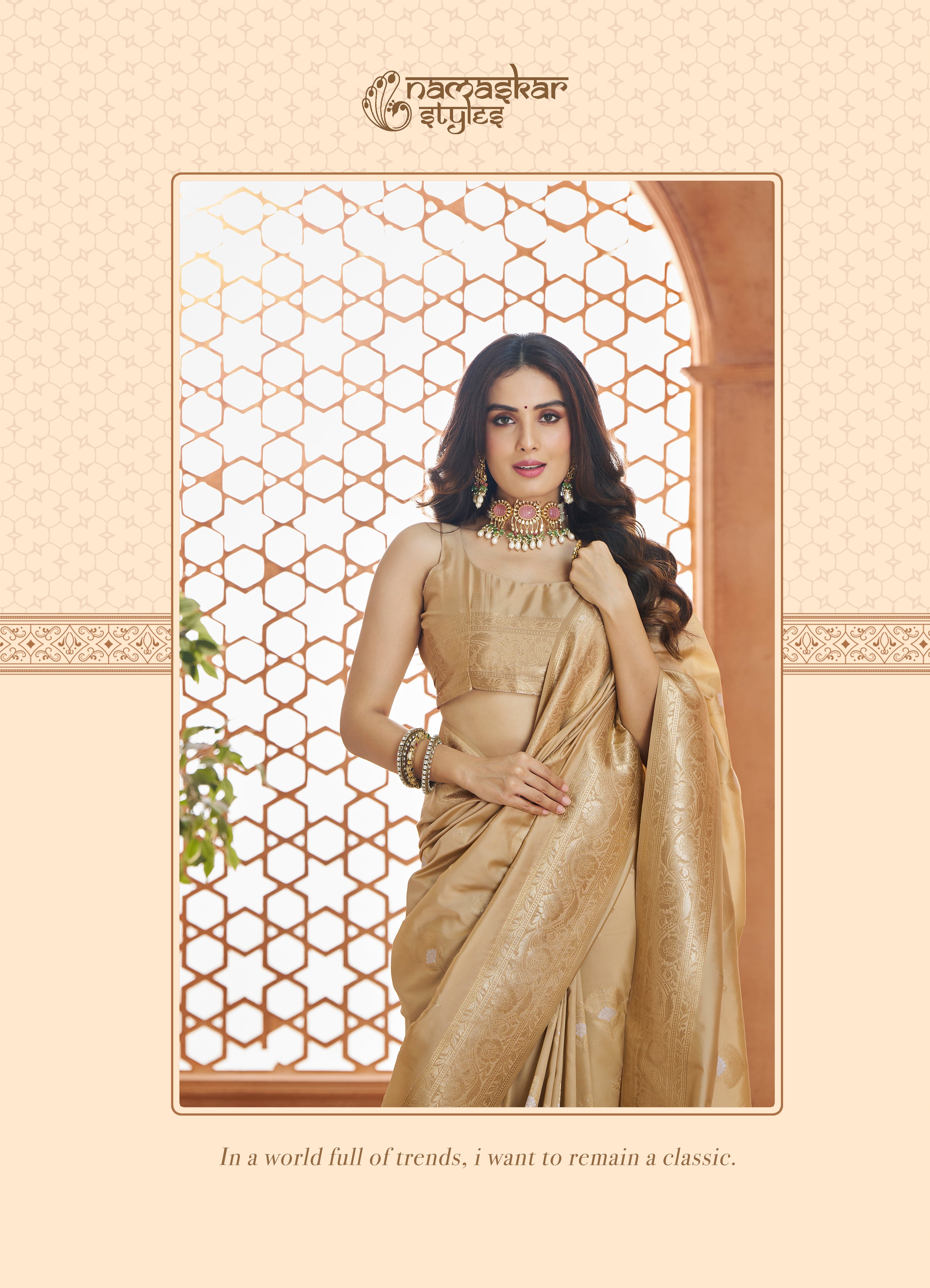 Elegant Golden coloured 100% Pure Soft Banarasi Silk